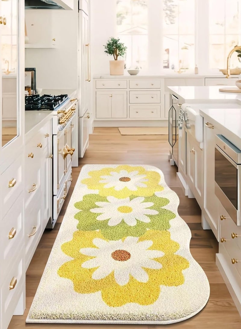 LOOPITYS Small Fresh Flower Imitation Cashmere Carpet Bedside Carpet Home Wear resistant, Cooling resistant, Anti slip Carpet Tea Table Window Mat - Image 2